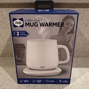 Sealy White Mug Warmer with Coffee Mug